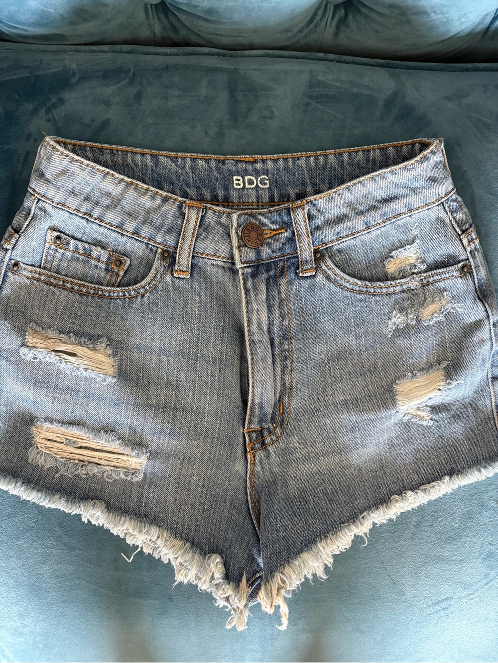 BDG Light Wash Distressed Denim Cutoff Shorts